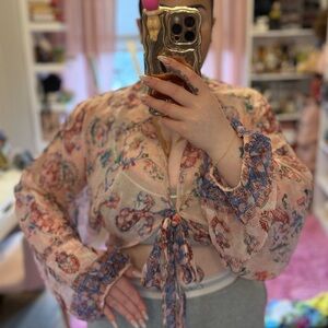 Floral Tie-Front Blouse